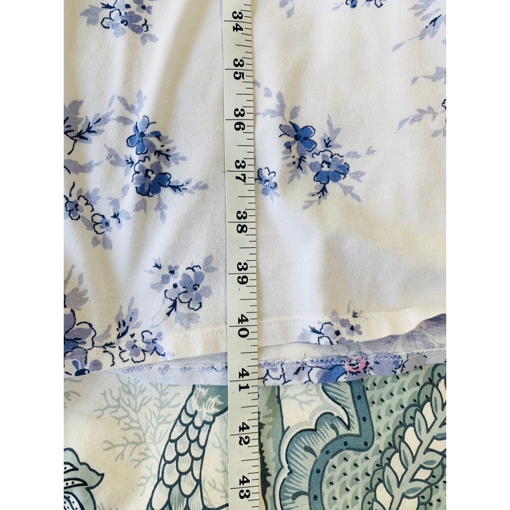 Aria Blue Floral 100% Cotton Jersey Chemise Nightgown S Sleeveless Pockets - Picture 15 of 16